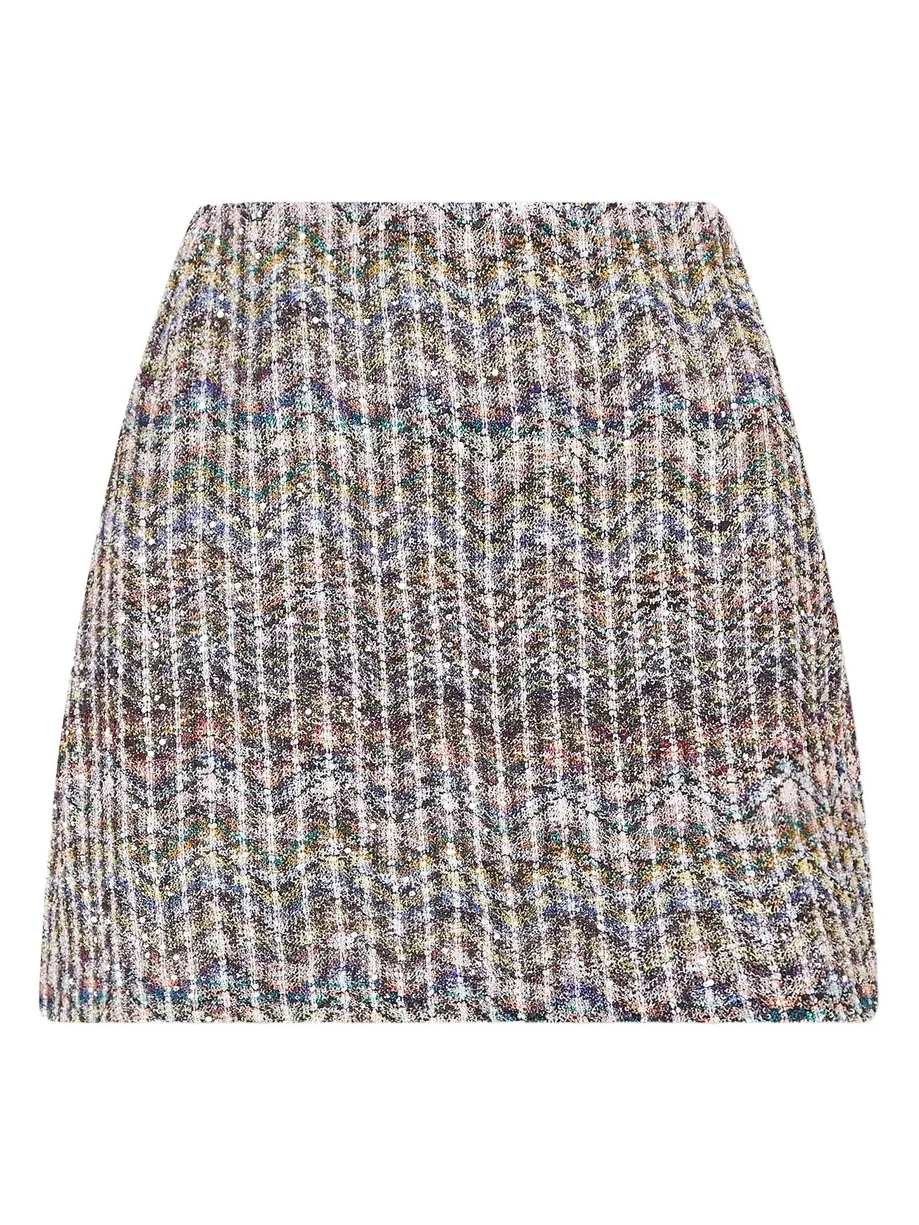 Striped Metallic Crochet-knit Mini Skirt Striped Metallic Crochet-knit Mini Skirt