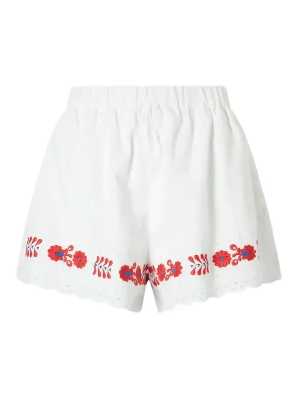 Catharina Embroidered Cotton And Linen Shorts - Neutrals Catharina Embroidered Cotton And Linen Shorts - Neutrals