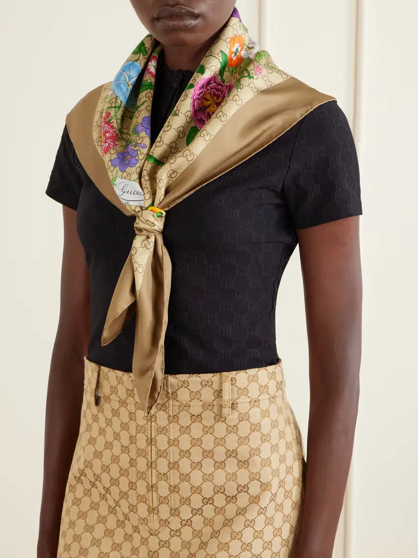 Gucci Flora Printed Silk-twill Scarf | Thumbnail 2