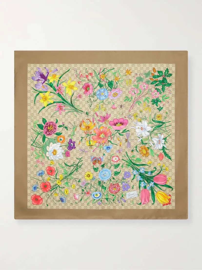 Gucci Flora Printed Silk-twill Scarf | Thumbnail 3