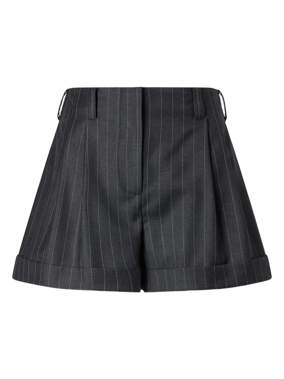 Striped Double-pleated Wool Shorts Striped Double-pleated Wool Shorts