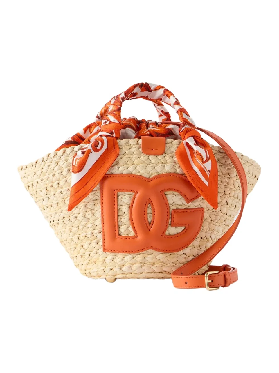 Dolce & Gabbana Kendra Logo-appliquéd Leather-trimmed Raffia Bucket Bag