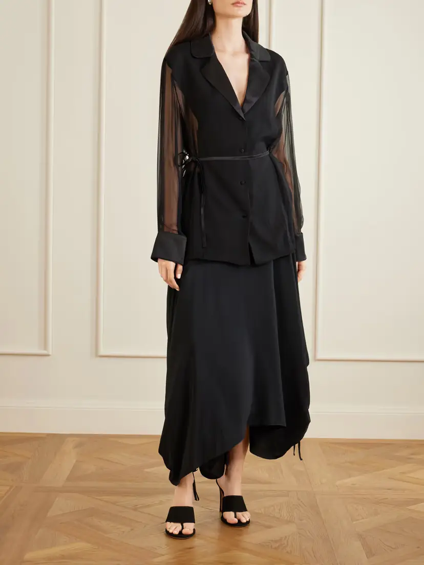 Sharon Wauchob Desia Asymmetric Silk-crepe Midi Skirt | Thumbnail 2
