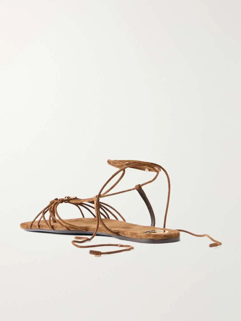 Saint Laurent Babylone Logo-embellished Lace-up Suede Sandals | Thumbnail 3 Saint Laurent Babylone Logo-embellished Lace-up Suede Sandals | Thumbnail 3