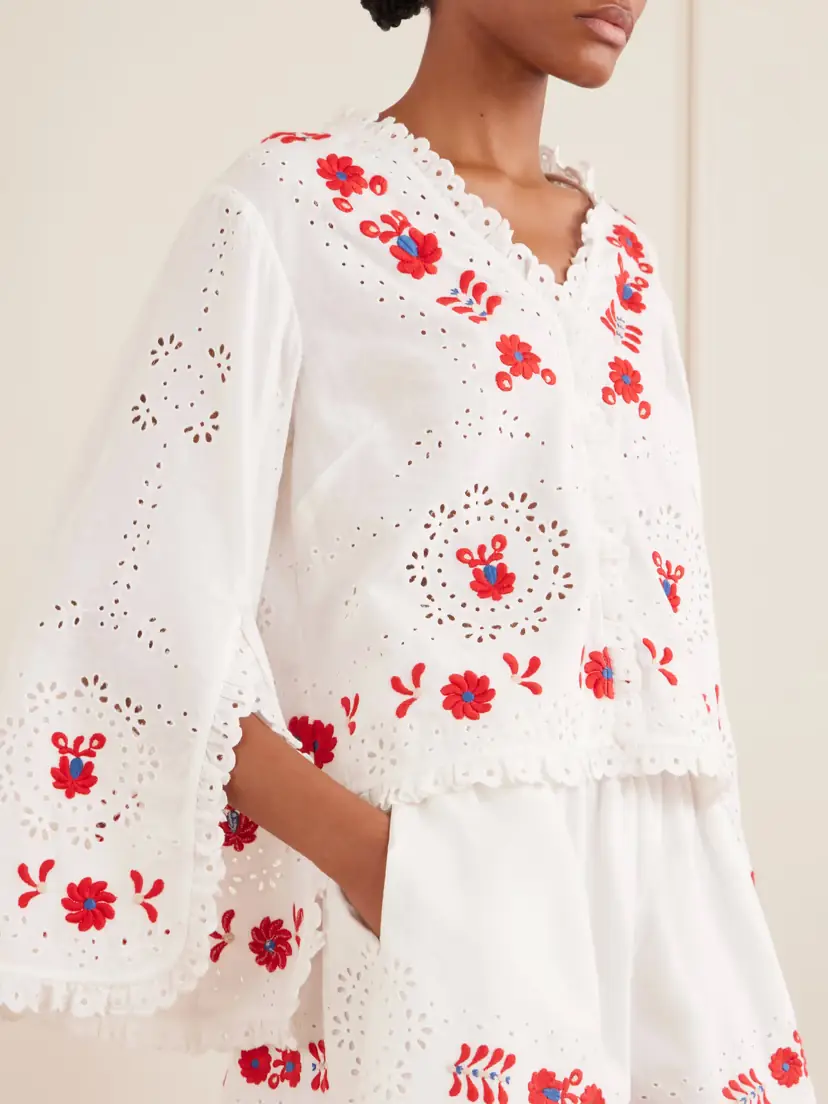 Sea Catharina Embroidered Cotton And Linen Shirt - Neutrals | Thumbnail 4