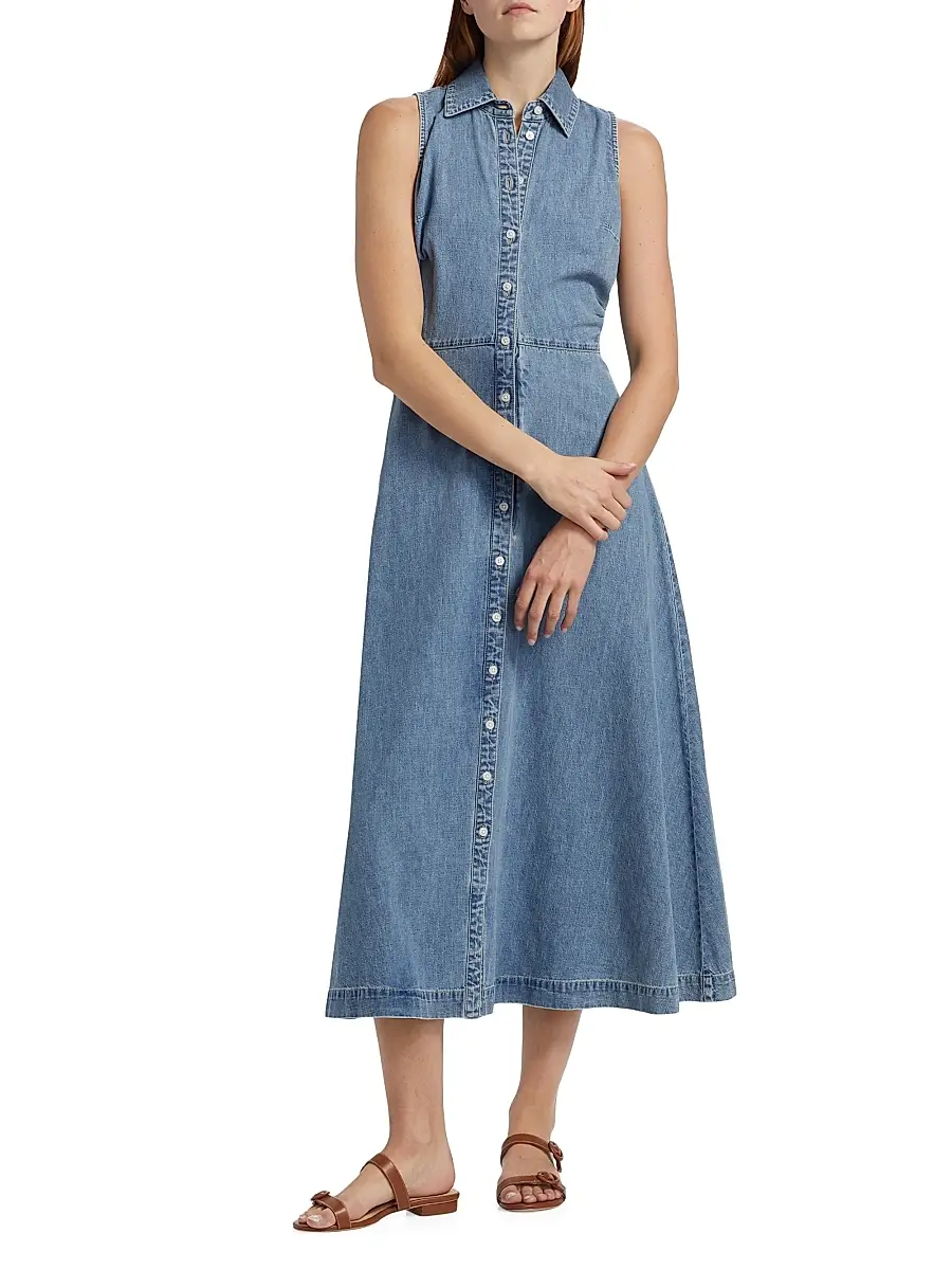 Veronica Beard Women's Fuller Denim Midi-Dress | Thumbnail 2 Veronica Beard Women's Fuller Denim Midi-Dress | Thumbnail 2