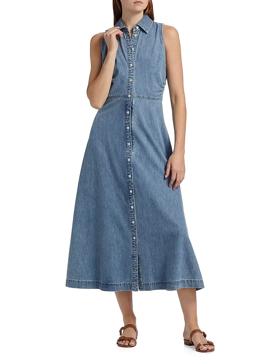 Veronica Beard Women's Fuller Denim Midi-Dress | Thumbnail 3 Veronica Beard Women's Fuller Denim Midi-Dress | Thumbnail 3