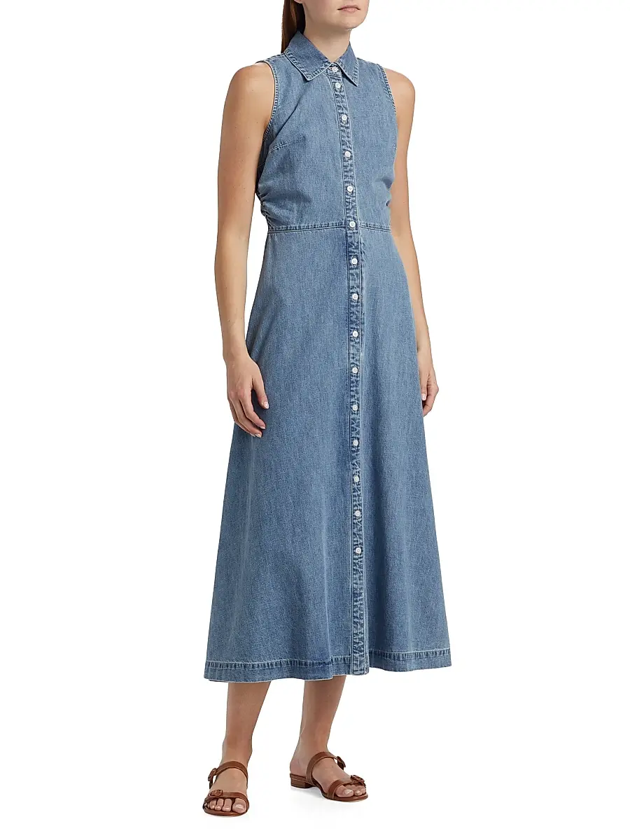 Veronica Beard Women's Fuller Denim Midi-Dress | Thumbnail 4 Veronica Beard Women's Fuller Denim Midi-Dress | Thumbnail 4
