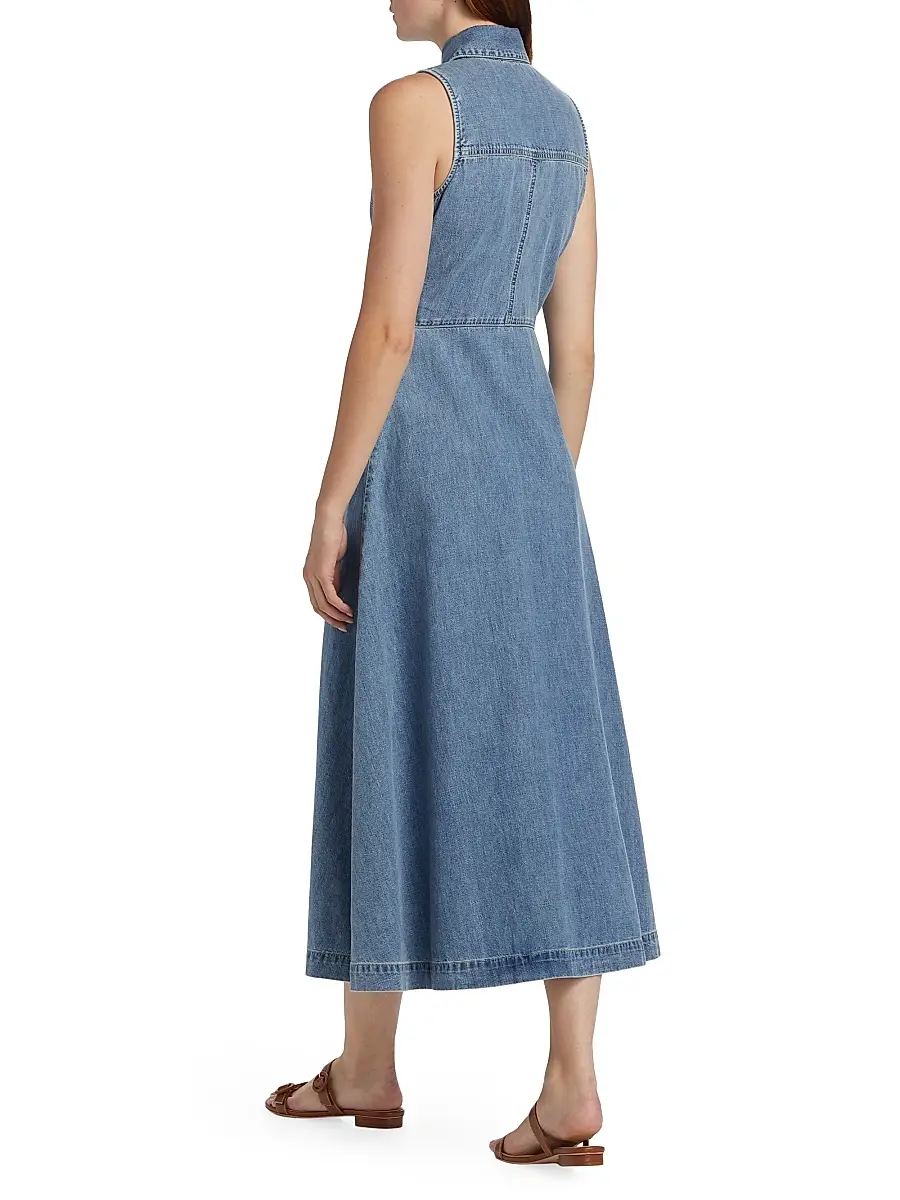 Veronica Beard Women's Fuller Denim Midi-Dress | Thumbnail 5 Veronica Beard Women's Fuller Denim Midi-Dress | Thumbnail 5