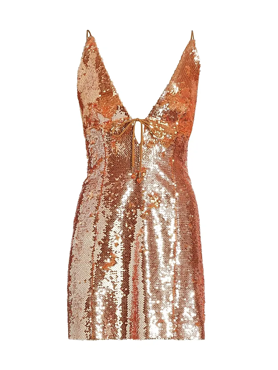 Sabina Musáyev Women's Cava Sequin Minidress - Copper | Image 1 Sabina Musáyev Women's Cava Sequin Minidress - Copper | Image 1