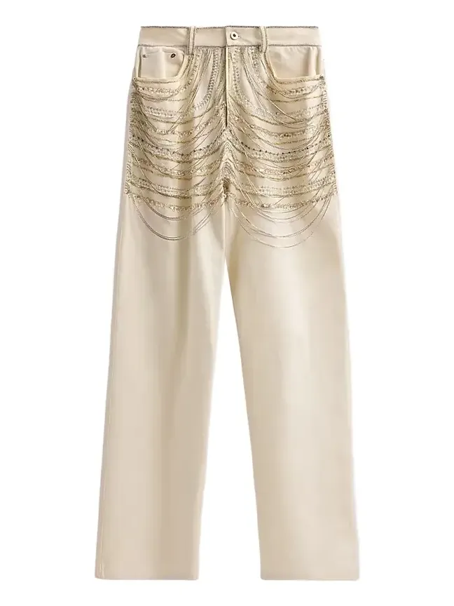 Lapointe Women's Beaded Chains Straight-Leg Jeans | Thumbnail 1 Lapointe Women's Beaded Chains Straight-Leg Jeans | Thumbnail 1
