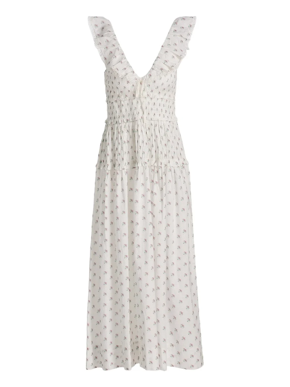 DÔEN Women's Sorina Smocked Cotton Midi-Dress