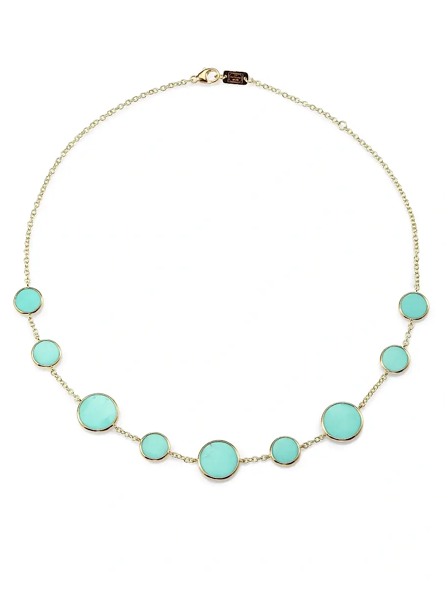 Ippolita Women's Polished Rock Candy 18K Yellow Gold & Turquoise Necklace - Gold Turquoise | Image 1 Ippolita Women's Polished Rock Candy 18K Yellow Gold & Turquoise Necklace - Gold Turquoise | Image 1