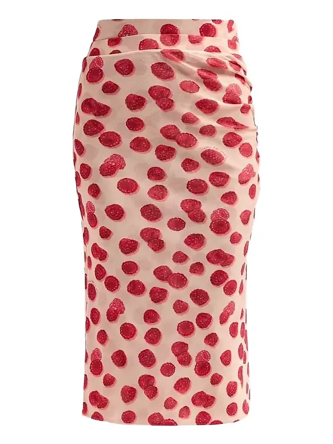 Women's Raspberry-Print Mesh Pencil Skirt Women's Raspberry-Print Mesh Pencil Skirt