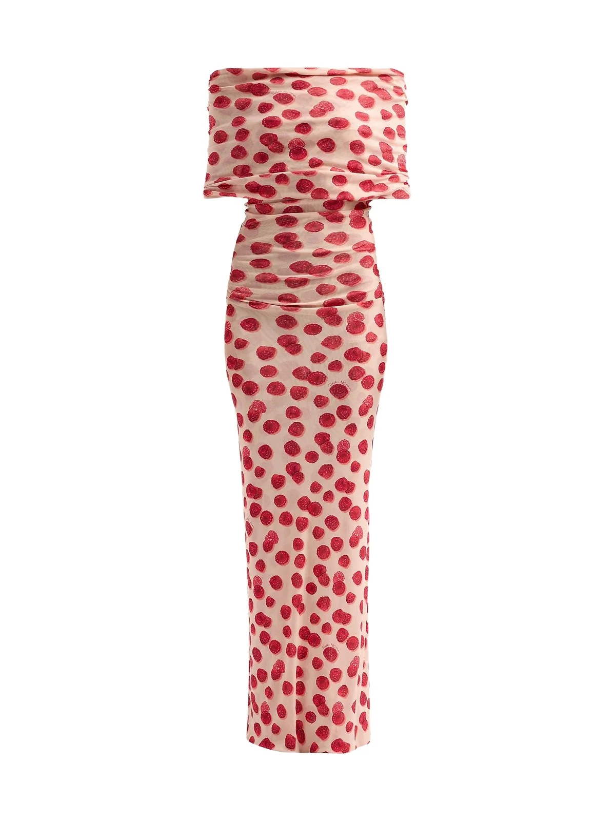 Stella McCartney Women's Raspberry-Print Mesh Off-The-Shoulder Maxi Dress