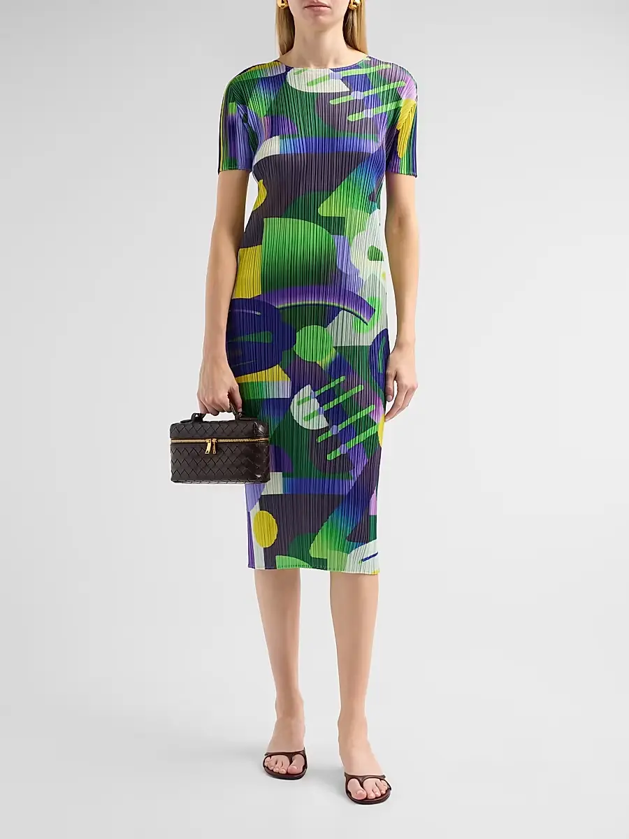 Pleats Please Issey Miyake Women's Playground Pleated Abstract Midi-Dress | Thumbnail 2