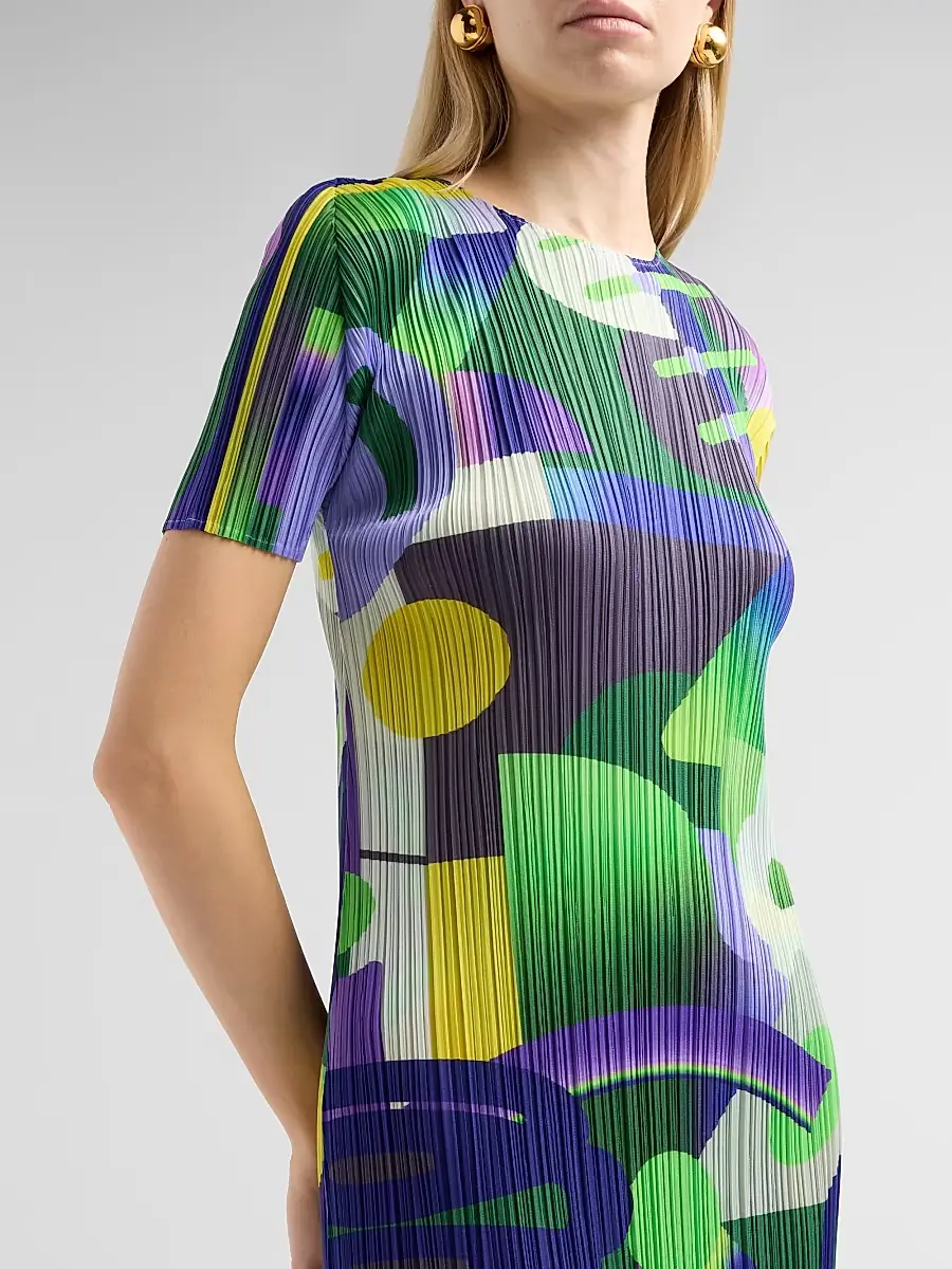 Pleats Please Issey Miyake Women's Playground Pleated Abstract Midi-Dress | Thumbnail 5