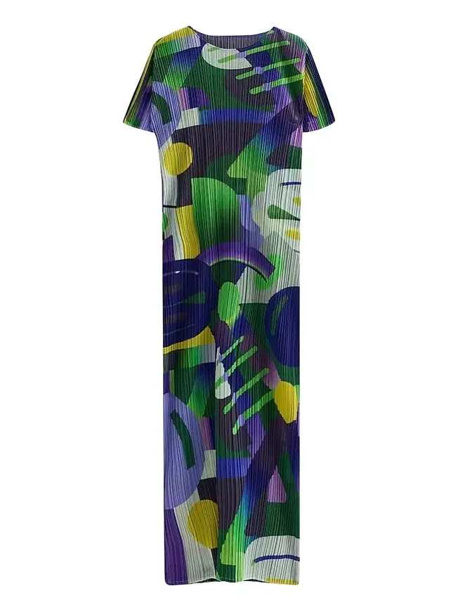 Women's Playground Pleated Abstract Midi-Dress Women's Playground Pleated Abstract Midi-Dress