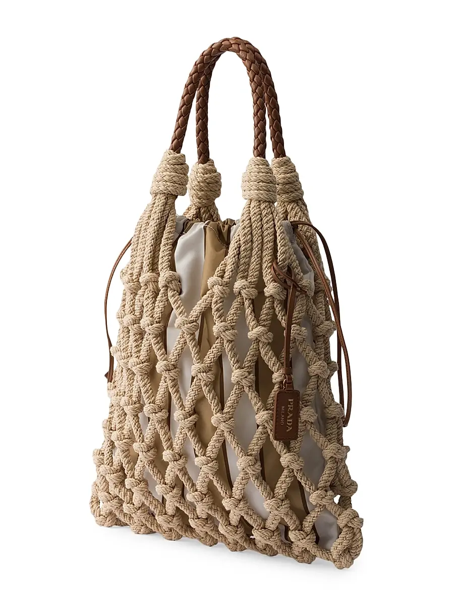 Prada Women's Noué Medium Cotton Macramé Shoulder Bag | Thumbnail 3 Prada Women's Noué Medium Cotton Macramé Shoulder Bag | Thumbnail 3