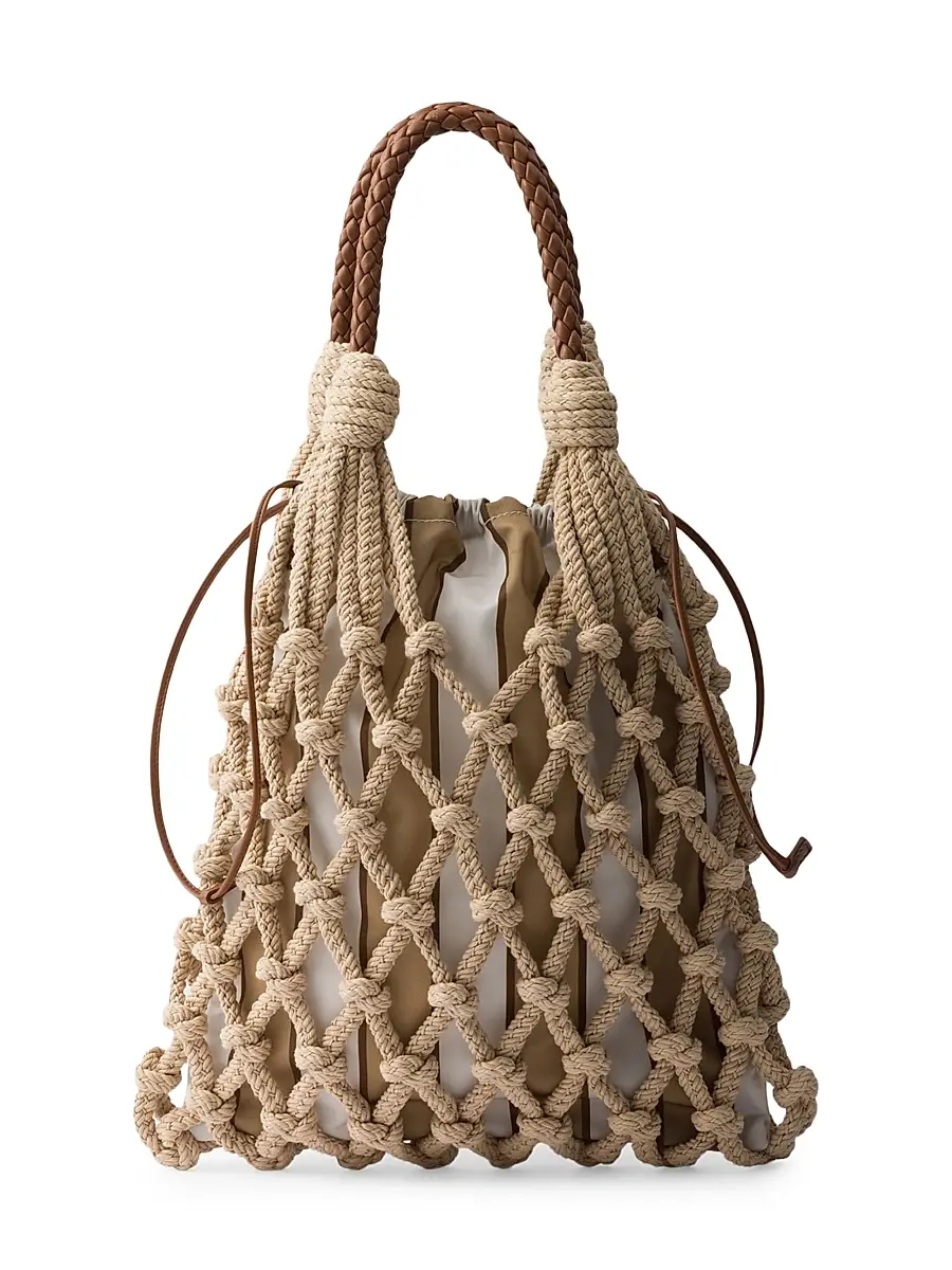 Prada Women's Noué Medium Cotton Macramé Shoulder Bag | Thumbnail 4 Prada Women's Noué Medium Cotton Macramé Shoulder Bag | Thumbnail 4