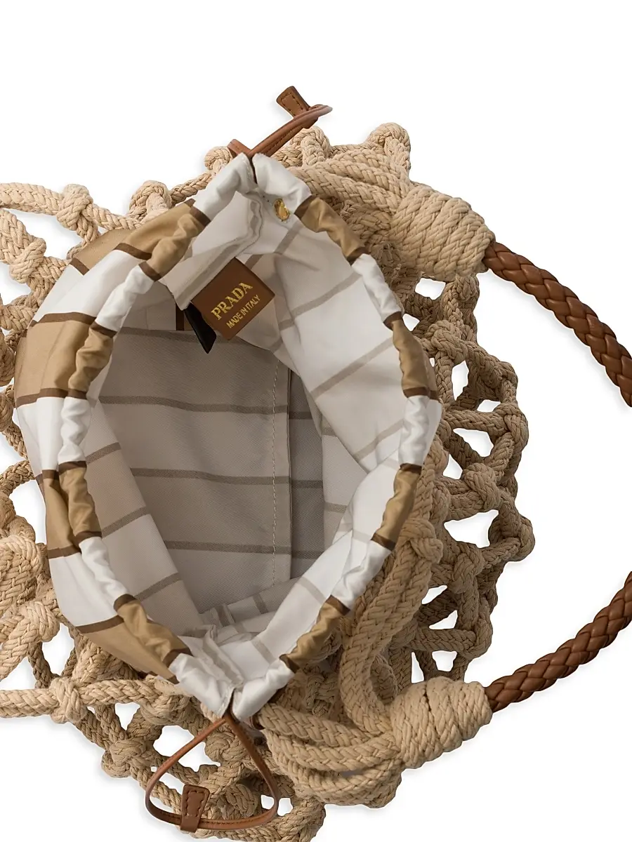Prada Women's Noué Medium Cotton Macramé Shoulder Bag | Thumbnail 5 Prada Women's Noué Medium Cotton Macramé Shoulder Bag | Thumbnail 5