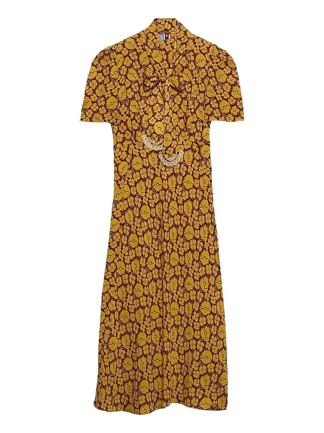 Women's Embroidered Printed Sable Dress Women's Embroidered Printed Sable Dress