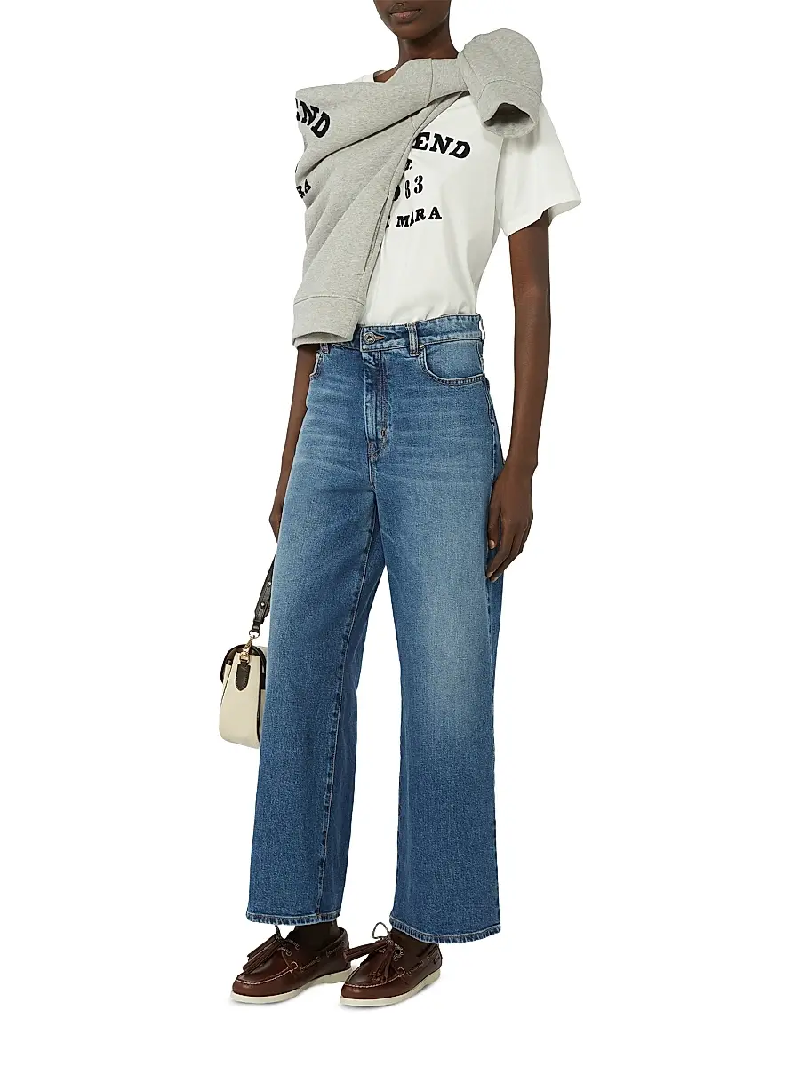 Weekend Max Mara Women's Cotton T-Shirt with Graphic Print - White | Thumbnail 2