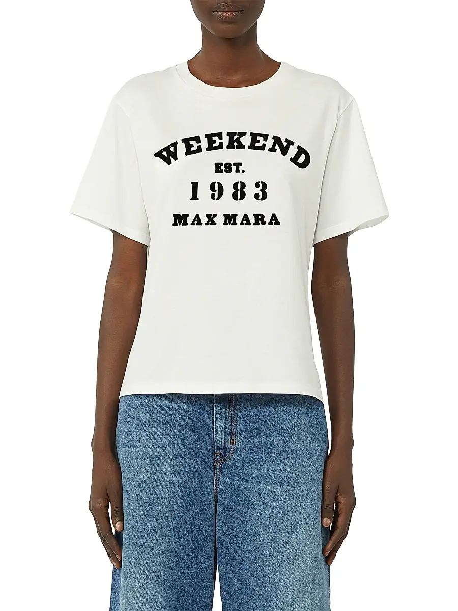 Weekend Max Mara Women's Cotton T-Shirt with Graphic Print - White | Thumbnail 3