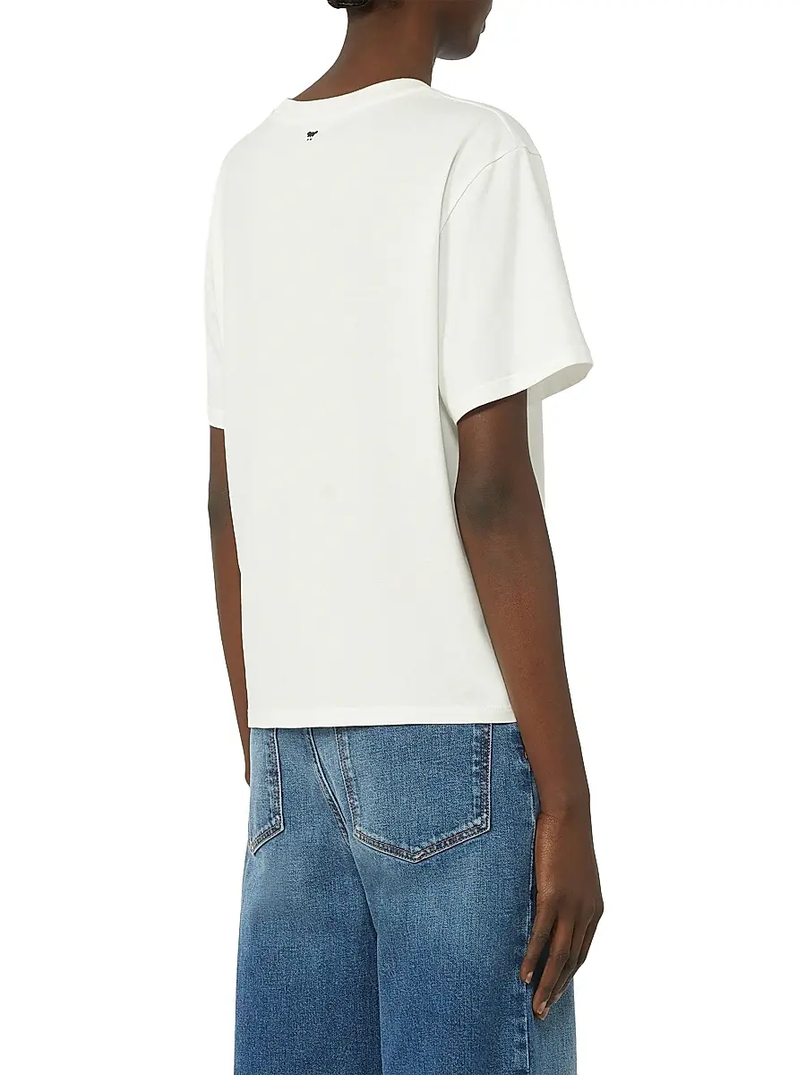 Weekend Max Mara Women's Cotton T-Shirt with Graphic Print - White | Thumbnail 4