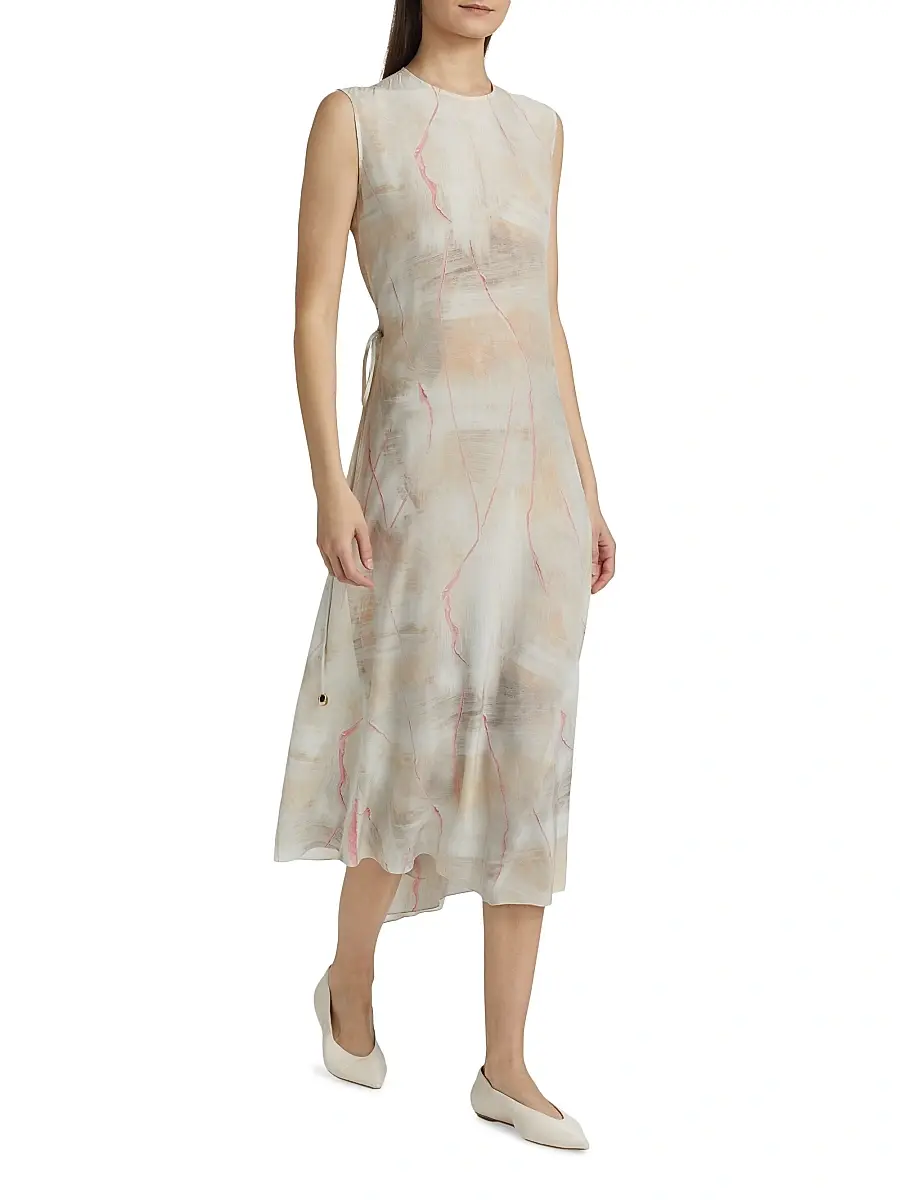 Fabiana Filippi Women's Crepe De Chine Draped Midi-Dress | Thumbnail 2