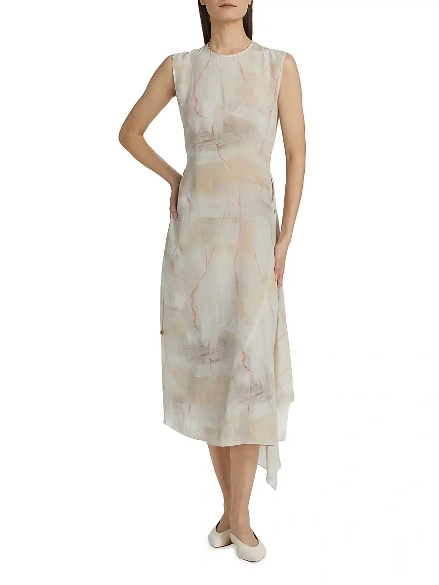 Fabiana Filippi Women's Crepe De Chine Draped Midi-Dress | Thumbnail 3