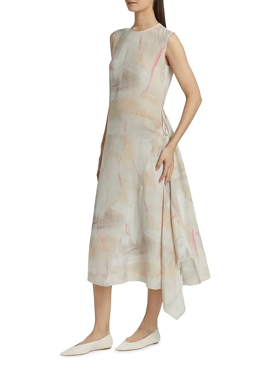 Fabiana Filippi Women's Crepe De Chine Draped Midi-Dress | Thumbnail 4