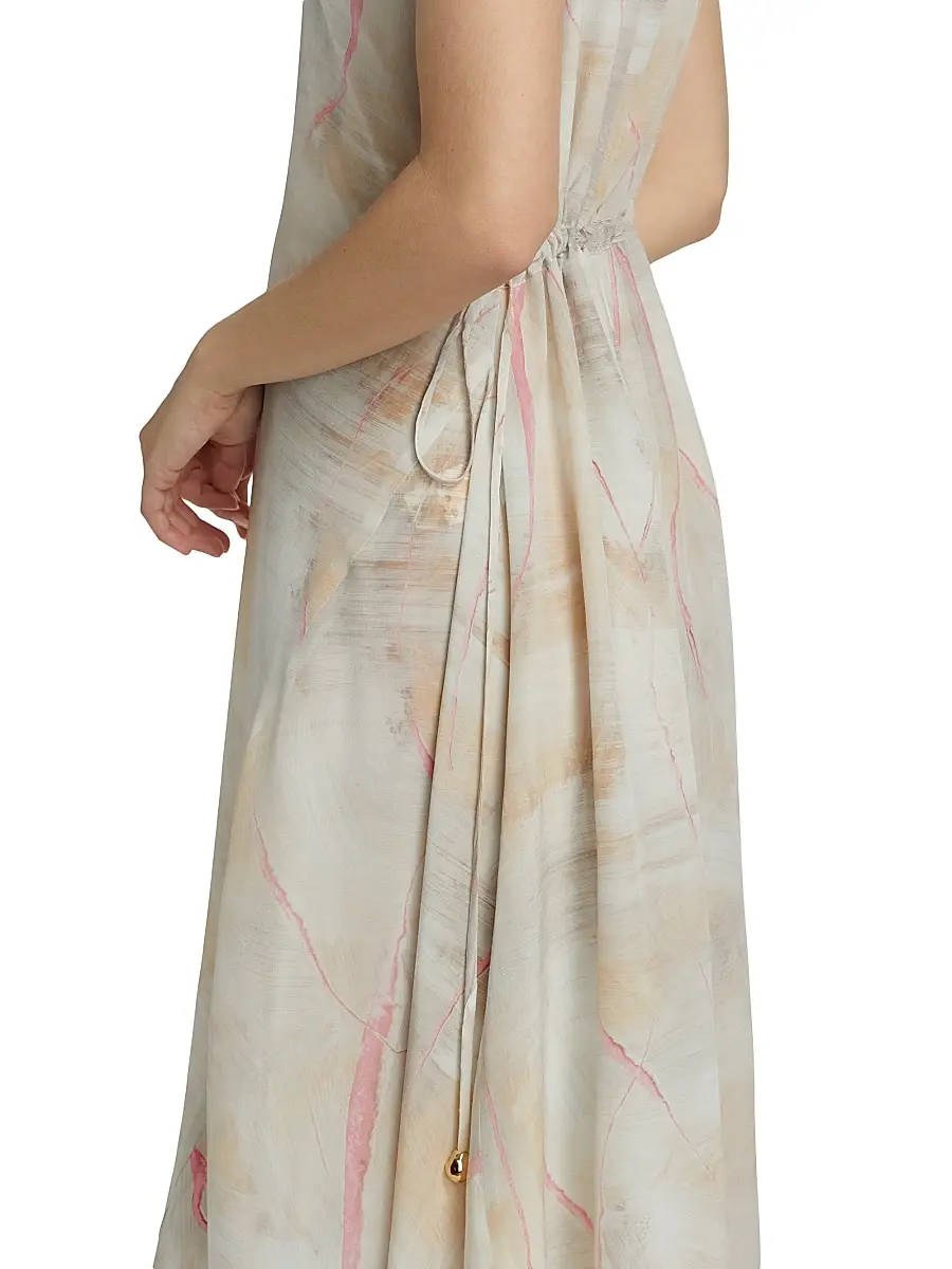 Fabiana Filippi Women's Crepe De Chine Draped Midi-Dress | Thumbnail 6