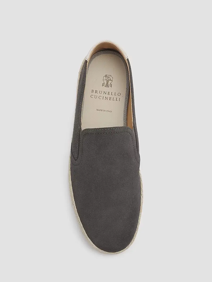 Brunello Cucinelli Men's Suede Braided-Midsole Espadrilles | Thumbnail 3 Brunello Cucinelli Men's Suede Braided-Midsole Espadrilles | Thumbnail 3