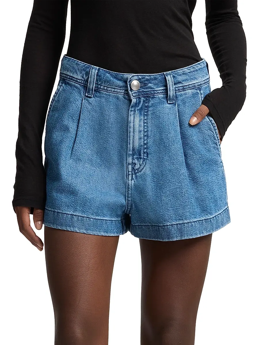 7 For All Mankind Women's Pleated Lightweight Denim Shorts | Thumbnail 3 7 For All Mankind Women's Pleated Lightweight Denim Shorts | Thumbnail 3