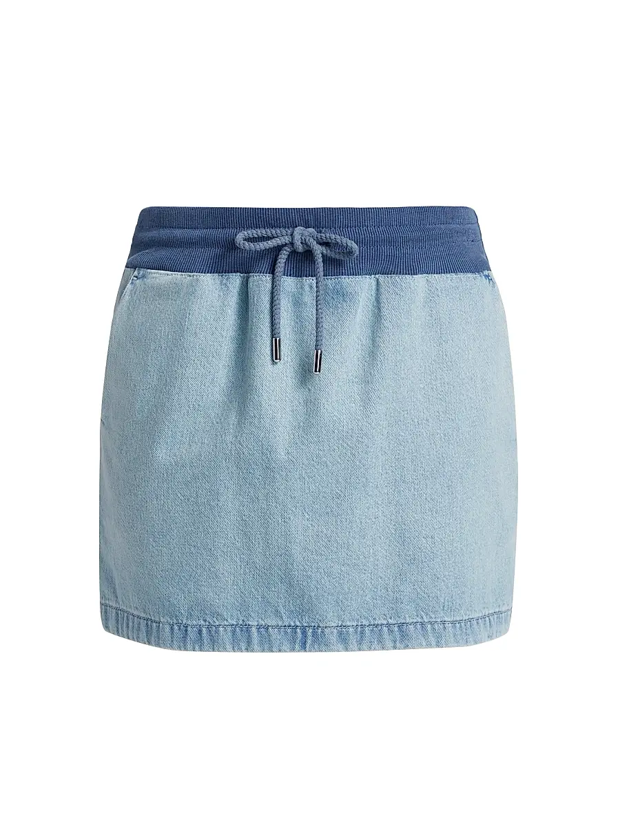 Moschino Jeans Women's Denim Two-Tone Miniskirt - Multi Light Blue | Image 1 Moschino Jeans Women's Denim Two-Tone Miniskirt - Multi Light Blue | Image 1