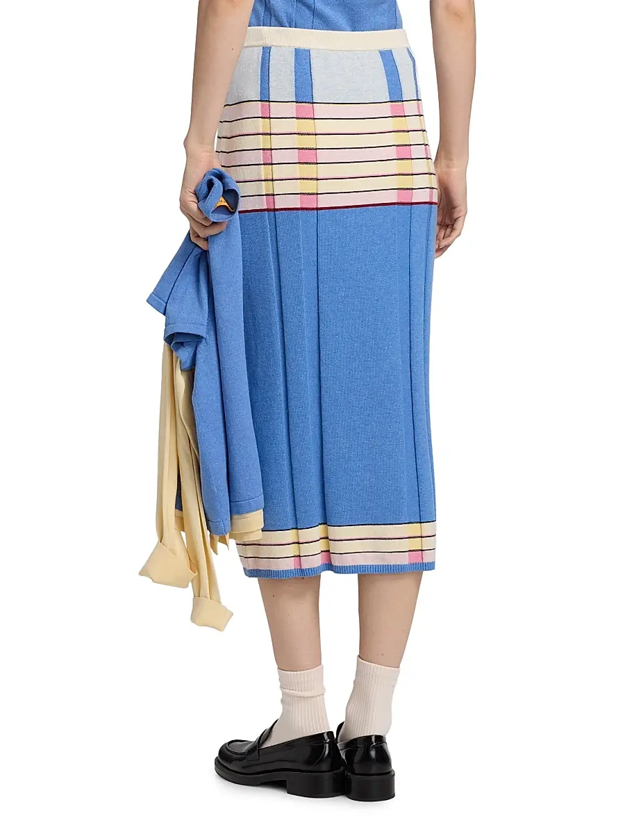 Guest In Residence Women's Striped Silk-Linen Midi-Skirt | Thumbnail 5 Guest In Residence Women's Striped Silk-Linen Midi-Skirt | Thumbnail 5