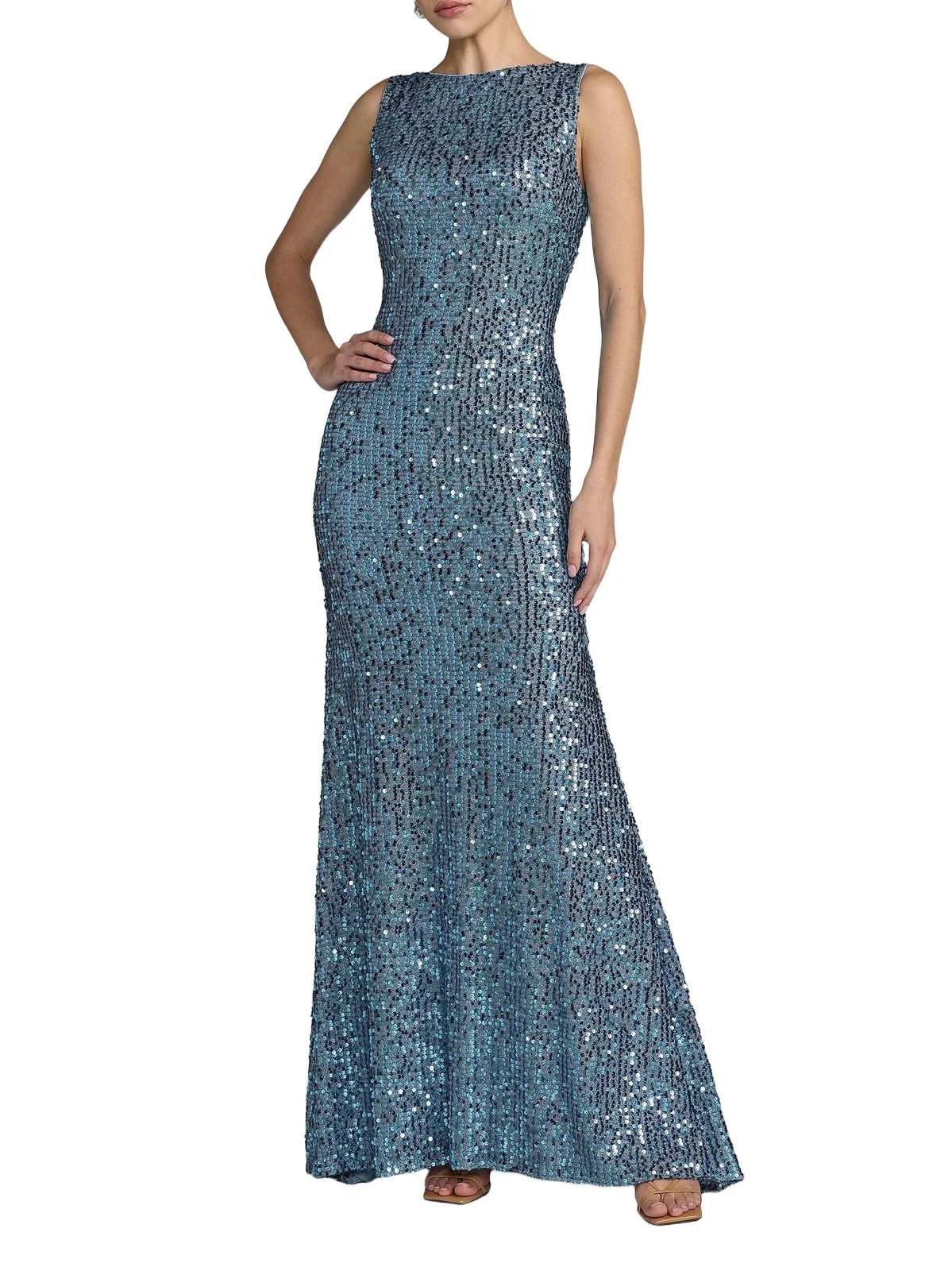 Mac Duggal Women's Petite Sequined Cowlback Gown