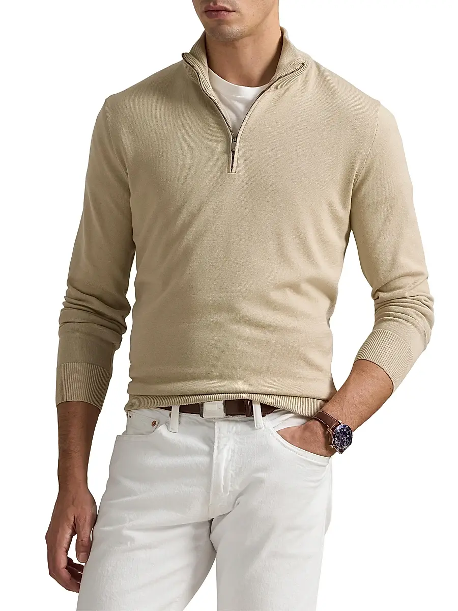 Polo Ralph Lauren Men's Cotton Quarter-Zip Sweater | Thumbnail 3 Polo Ralph Lauren Men's Cotton Quarter-Zip Sweater | Thumbnail 3