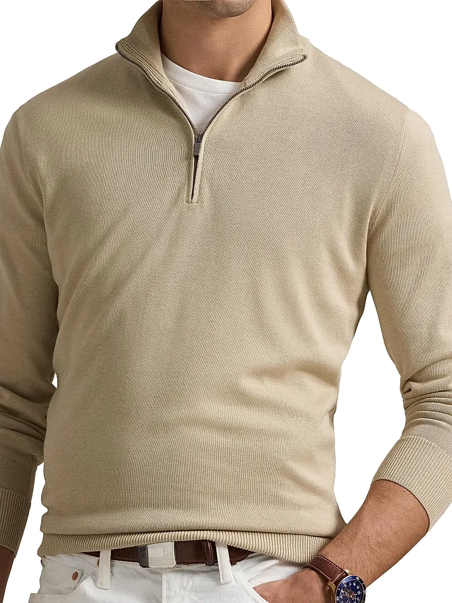 Polo Ralph Lauren Men's Cotton Quarter-Zip Sweater | Thumbnail 5 Polo Ralph Lauren Men's Cotton Quarter-Zip Sweater | Thumbnail 5