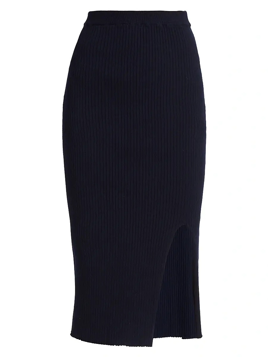 Saks Fifth Avenue Women's Wide Rib-Knit Pencil Skirt - Deep Navy | Image 1 Saks Fifth Avenue Women's Wide Rib-Knit Pencil Skirt - Deep Navy | Image 1