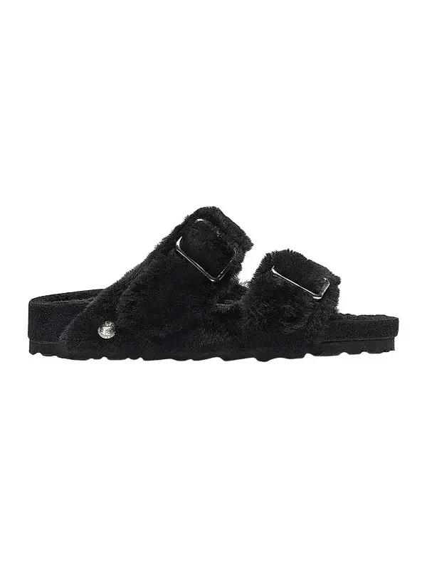 Birkenstock Women's Arizona Shearling Dual-Buckle Slide Sandals