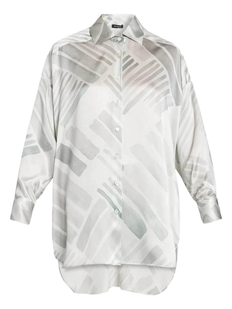 Women's Abstract Silk Oversized Long-Sleeve Shirt Women's Abstract Silk Oversized Long-Sleeve Shirt