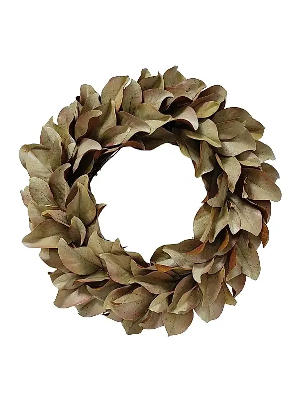 Winward Home Artificial Dry Magnolia Leaf Wreath