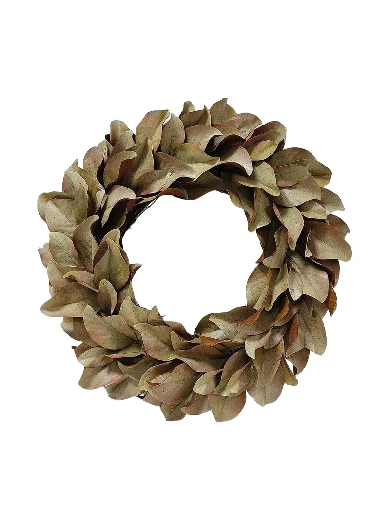 Winward Home Artificial Dry Magnolia Leaf Wreath