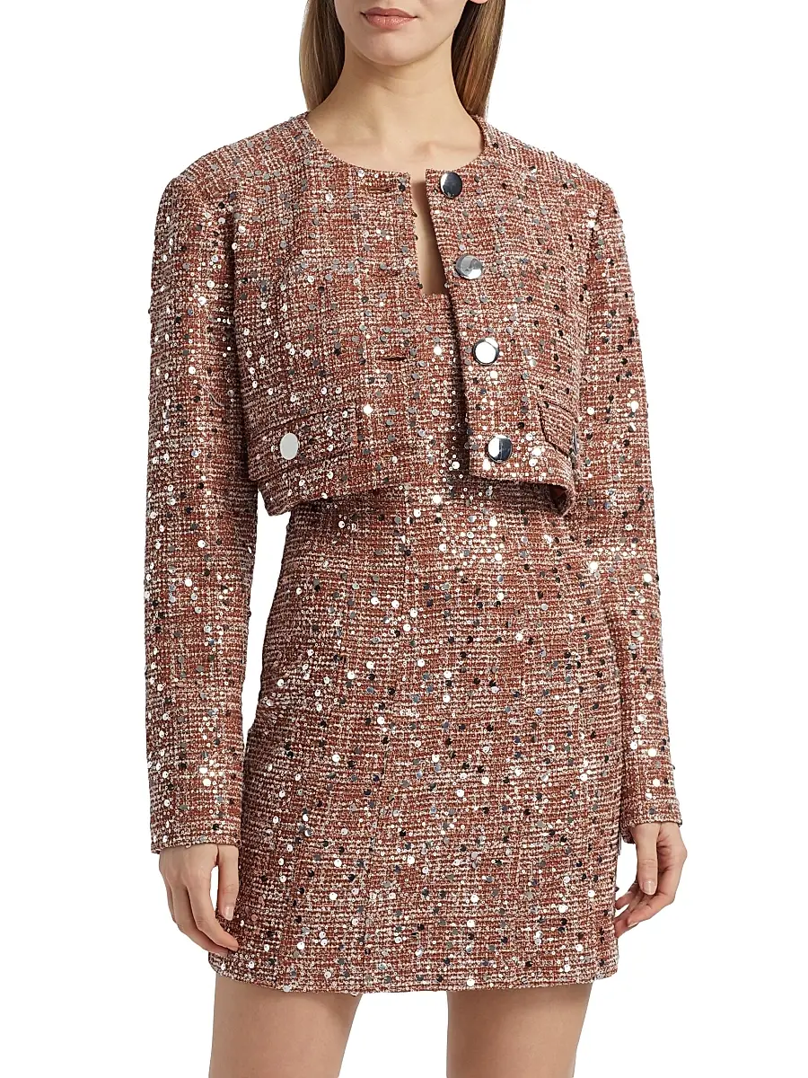 Toccin Women's Lainey Tweed Crop Jacket | Thumbnail 3 Toccin Women's Lainey Tweed Crop Jacket | Thumbnail 3