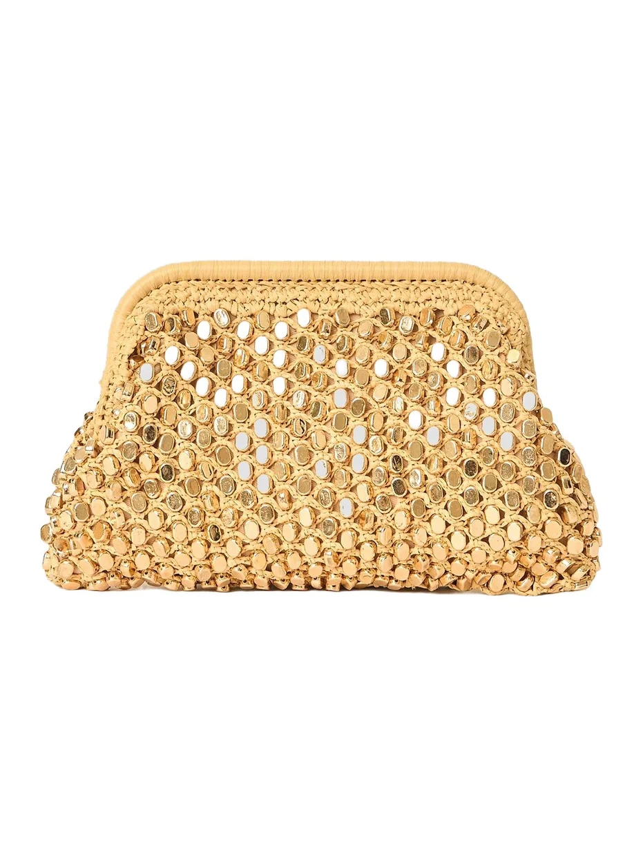 Women's Vita Studded Raffia Clutch