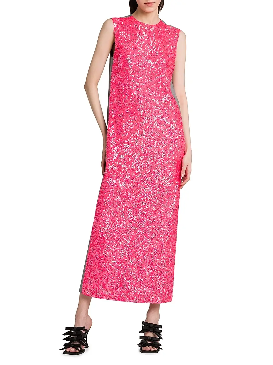 MOSCHINO Women's Sequined Mix Media Maxi Dress | Thumbnail 2 MOSCHINO Women's Sequined Mix Media Maxi Dress | Thumbnail 2