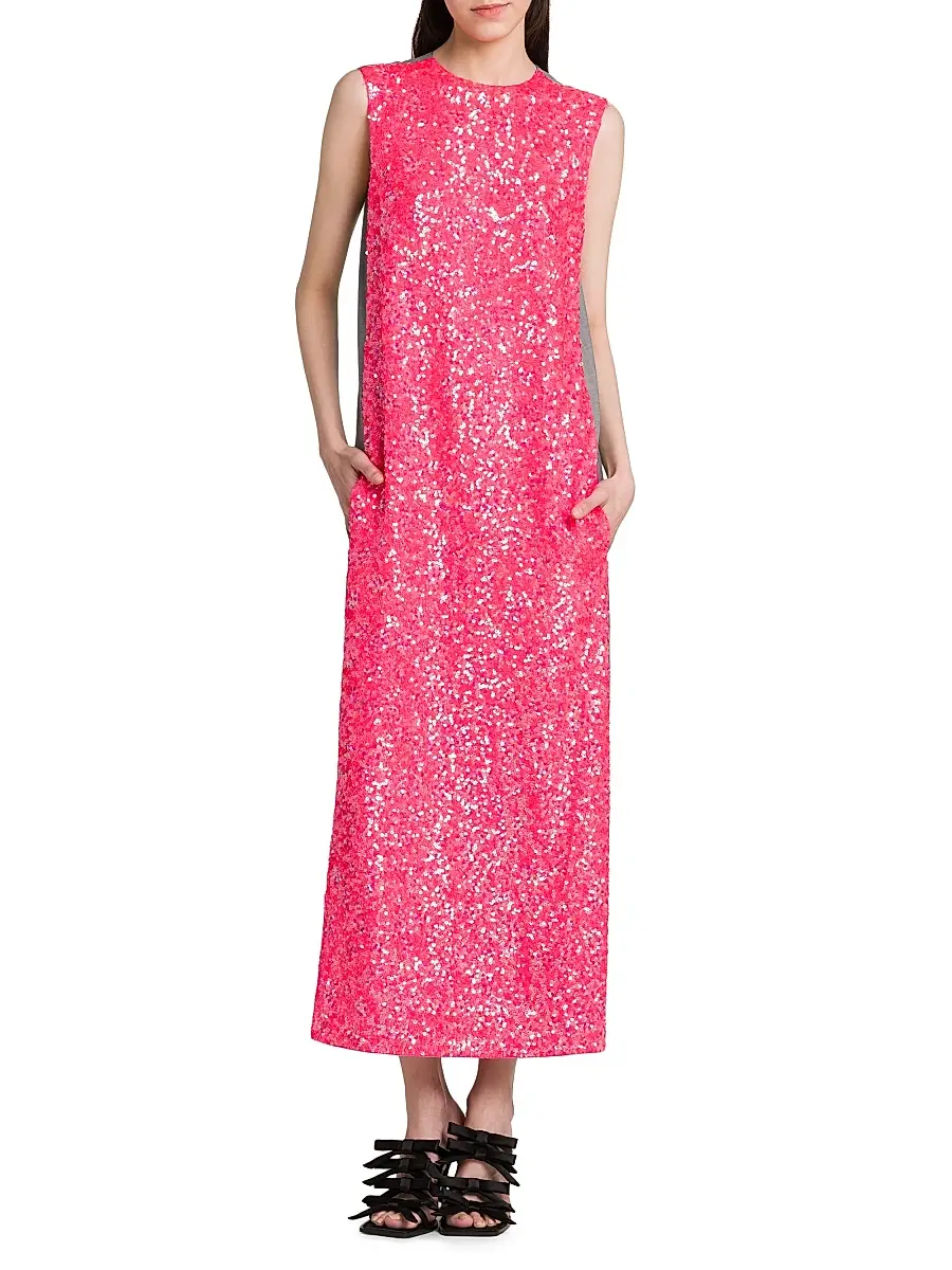 MOSCHINO Women's Sequined Mix Media Maxi Dress | Thumbnail 3 MOSCHINO Women's Sequined Mix Media Maxi Dress | Thumbnail 3