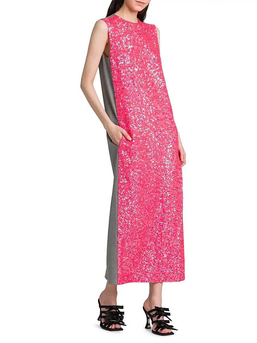 MOSCHINO Women's Sequined Mix Media Maxi Dress | Thumbnail 4 MOSCHINO Women's Sequined Mix Media Maxi Dress | Thumbnail 4